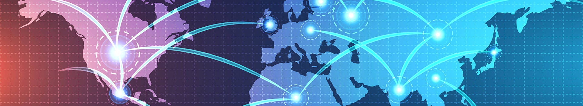 digital world map linked by lines connections network design